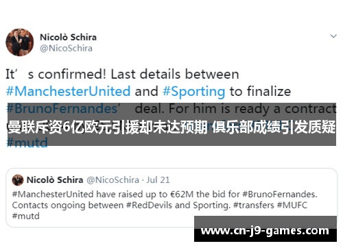 曼联斥资6亿欧元引援却未达预期 俱乐部成绩引发质疑